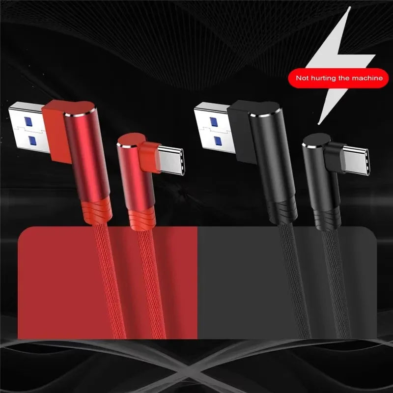 90° USB-A to USB-C Fast Charging Cable Nylon Braided L-Shape USB Charging Cable Richie's