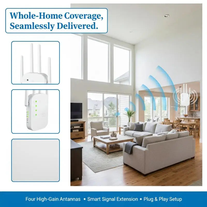 WiFi Range Extender 300Mbps – 4-Antenna Signal Booster Repeater WiFi Range Extender Richie's