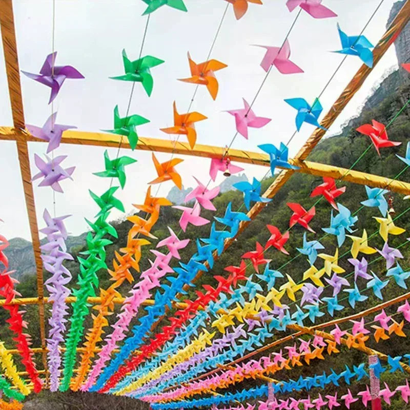 100Pcs Plastic Pinwheels Party Decoration + 30m Rope Party Decoration Richie's