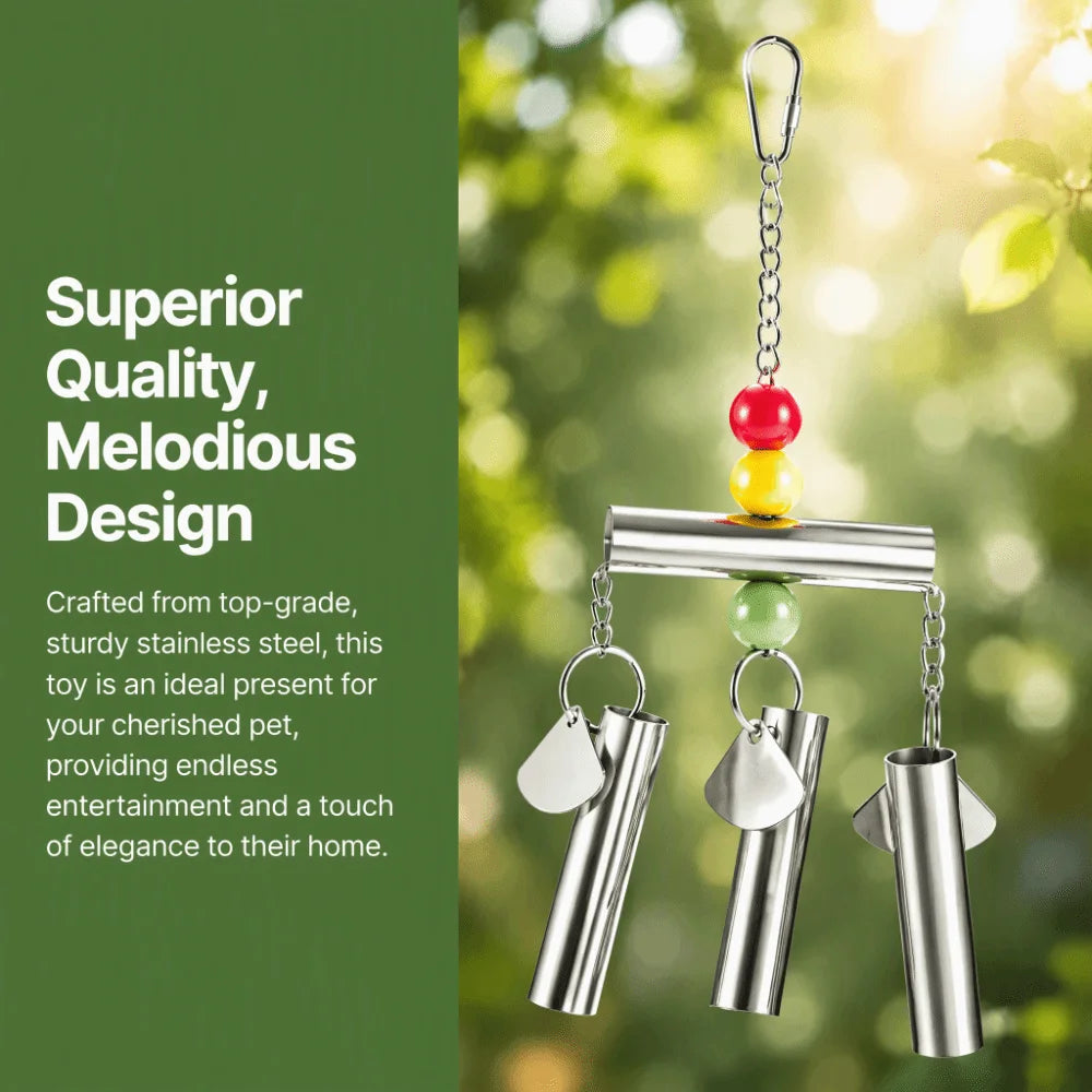 Stainless Steel Hanging Bell Toy for Birds with Colorful Beads Bird Cage Toy Richie's