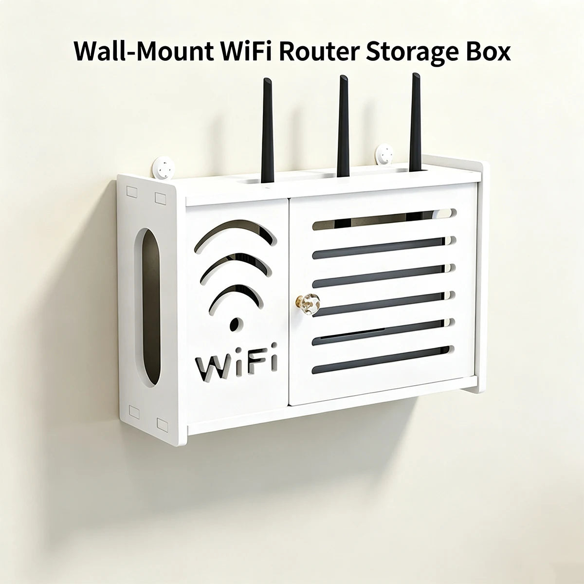Wall-Mount WiFi Router Organizer Box – No-Drill Cable Shelf Cable Management Shelf Richie's