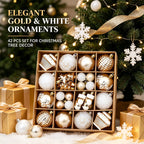 42Pcs Shatterproof Christmas Ornaments – Champagne Gold & White Christmas Ornament Set Richie's