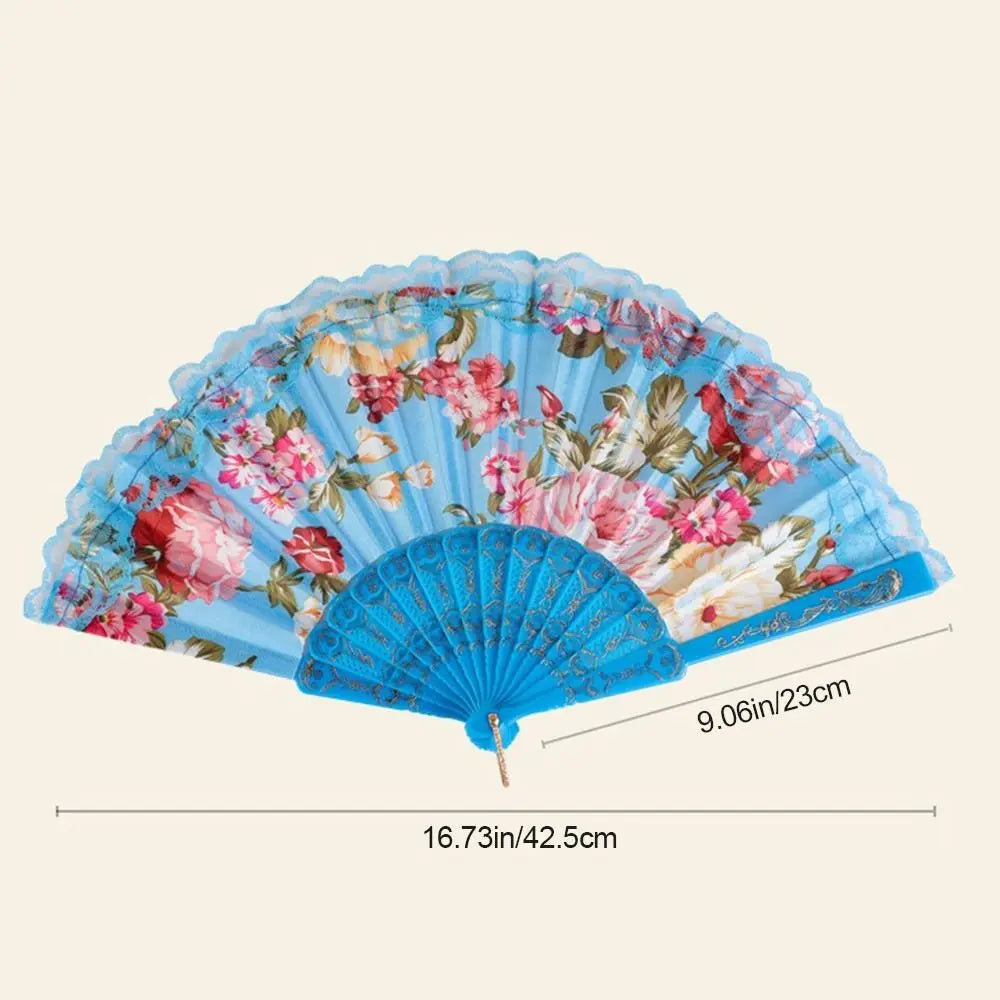Elegant Foldable Lace Hand Fan – Floral Vintage Dance Party Decorative Hand Fan Richie's