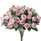 Artificial Eucalyptus Rose Bouquet – Lifelike Floral Décor Artificial Flower Bouquet Richie's pink