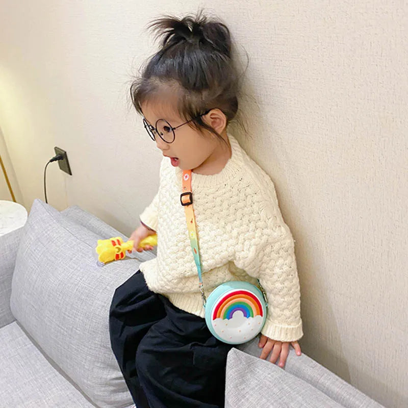 Kids Donut Round Crossbody Bag Rainbow Girls Shoulder Handbag Kids Crossbody Bag Richie's
