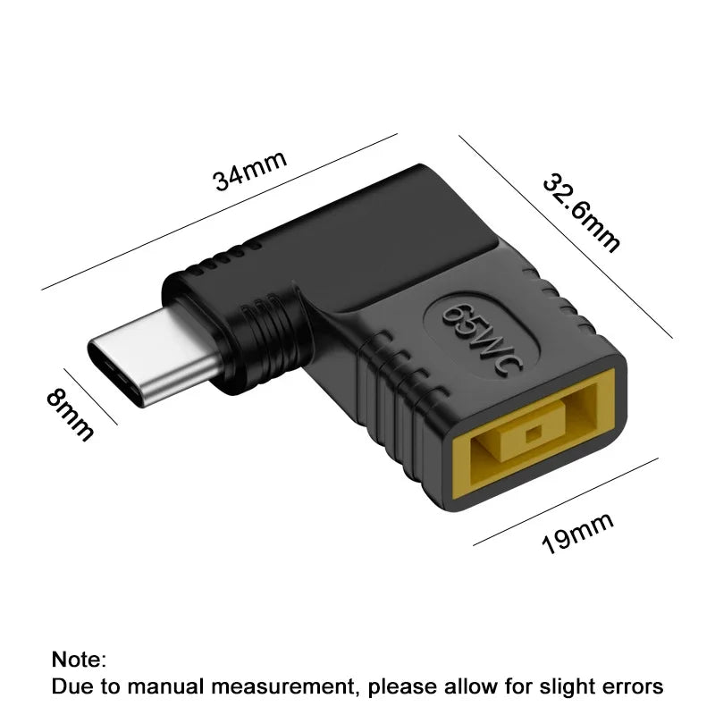 65W USB-C PD Adapter – DC Square Plug to Type-C Converter Laptop Charging Adapter Richie's