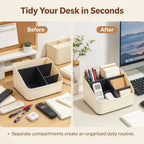 4-Slot Desk Storage Rack – Multi-Grid Office Organizer Beige Desk Organizer Richie's