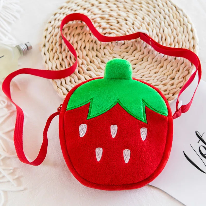 Cute Plush Strawberry Kids Mini Shoulder Bag & Coin Purse Kids Shoulder Bag Richie's Strawberry