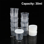 10Pcs Clear Measuring Cups with Lids 20ml–100ml Plastic Set Plastic Measuring Cups Richie's 30ml