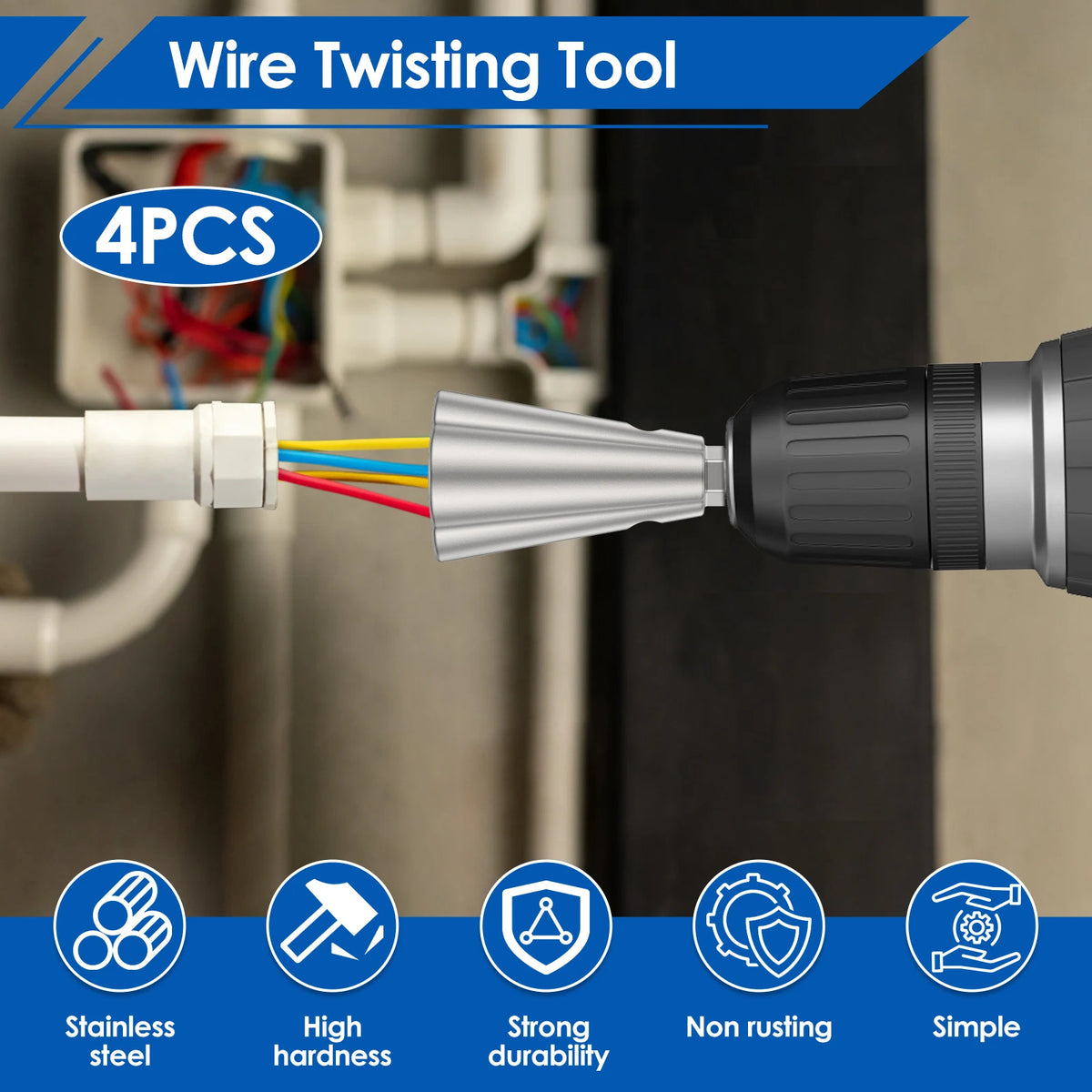 Wire Twisting Tool Stainless Steel – Electric Drill 2/4 Pcs Wire Twisting Tool Richie's
