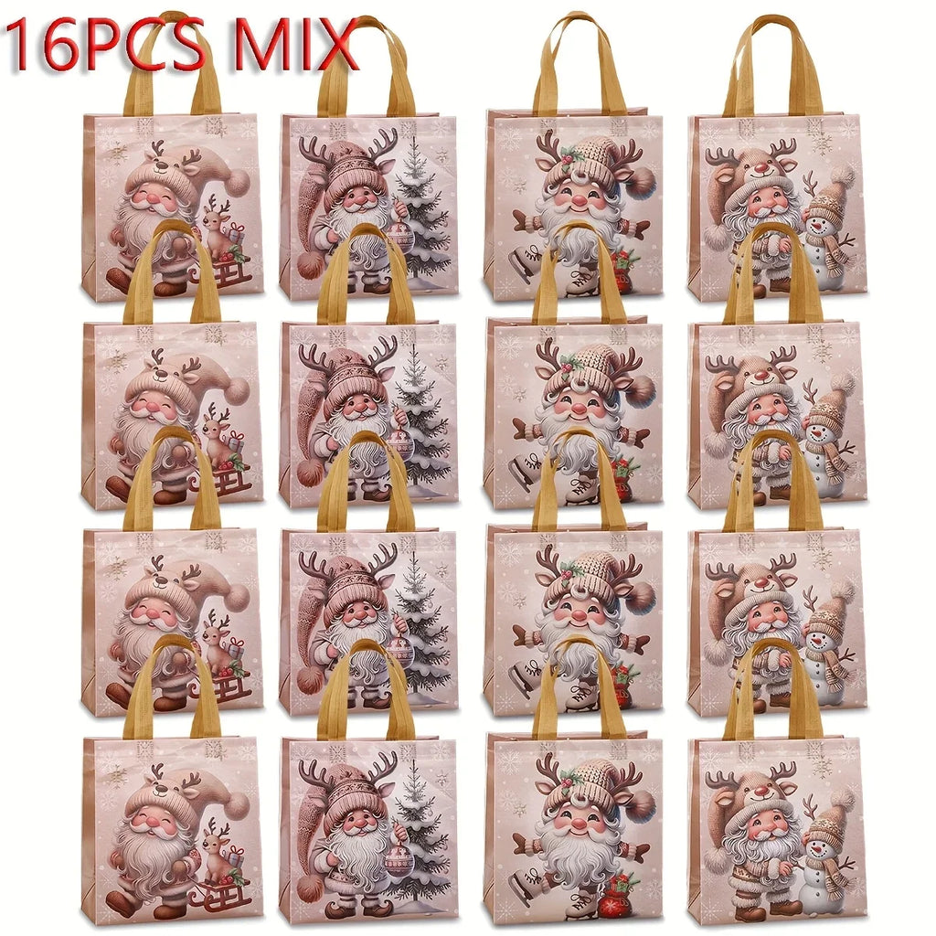 16pcs Christmas Non-Woven Gift Bags – Santa & Holiday Designs Christmas Gift Bags Richie's 16 Pcs 23X22X11CM