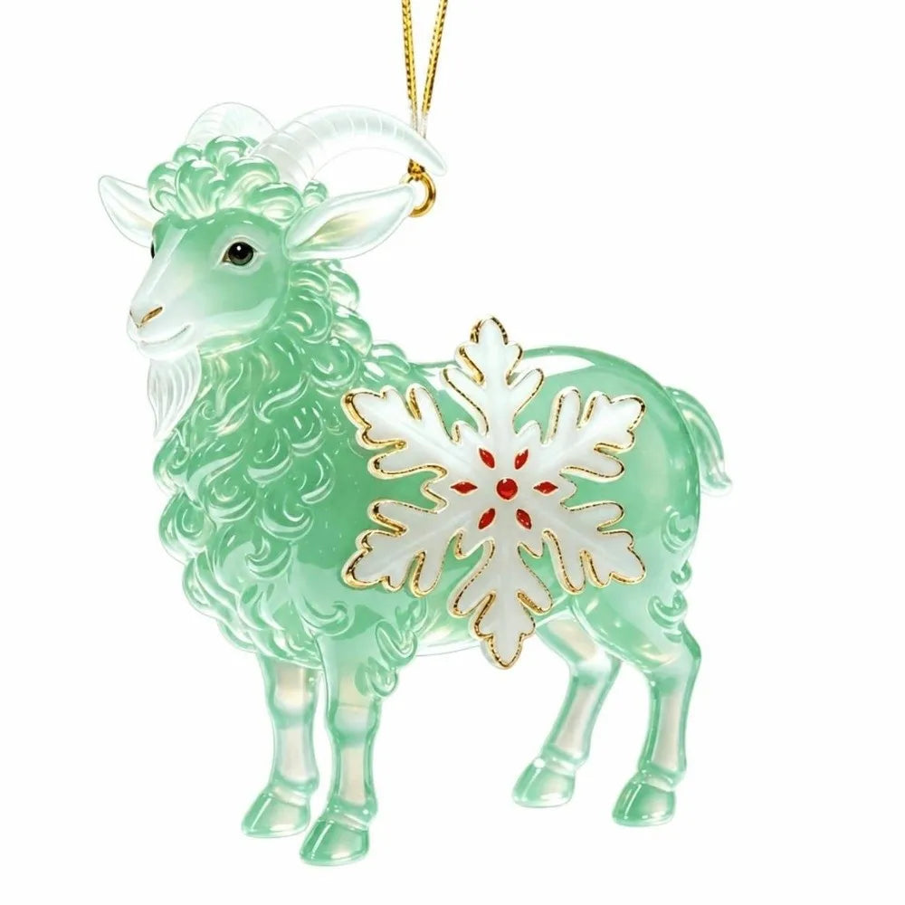 Acrylic Goat Christmas Ornament with Gold Cord & Snowflake Christmas Ornament Richie's Green