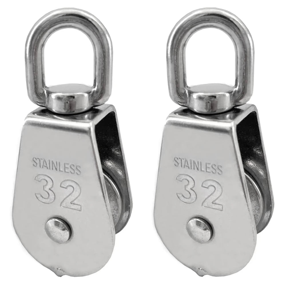M32 Stainless Steel Single Pulley Block 551 lbs – 2 Pack Pulley Block Richie's M32 Single-Wheel