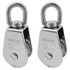 M32 Stainless Steel Single Pulley Block 551 lbs – 2 Pack Pulley Block Richie's M32 Single-Wheel