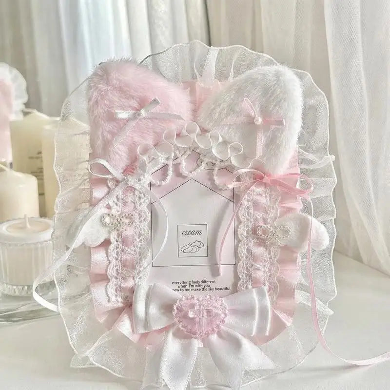 Sweet Plush Lace Photocard Holder with Bowknot Pendant Photocard Holder Richie's