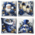 4 Christmas Throw Pillow Covers Dark Blue Santa Snowman Print Throw Pillow Covers Richie's 4 Pcs 450mm*450mm