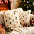 2-Pack 3D Christmas Tree Embroidered Plush Pillow Covers 18" Cushion Cover Set Richie's