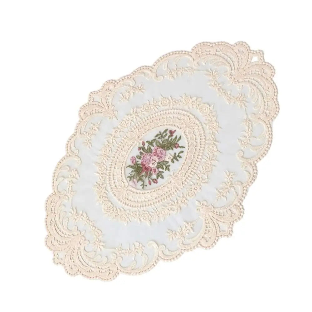 Lace Embroidered Cloth Coaster Table Napkin Home Decor Lace Table Coaster Richie's Beige-1