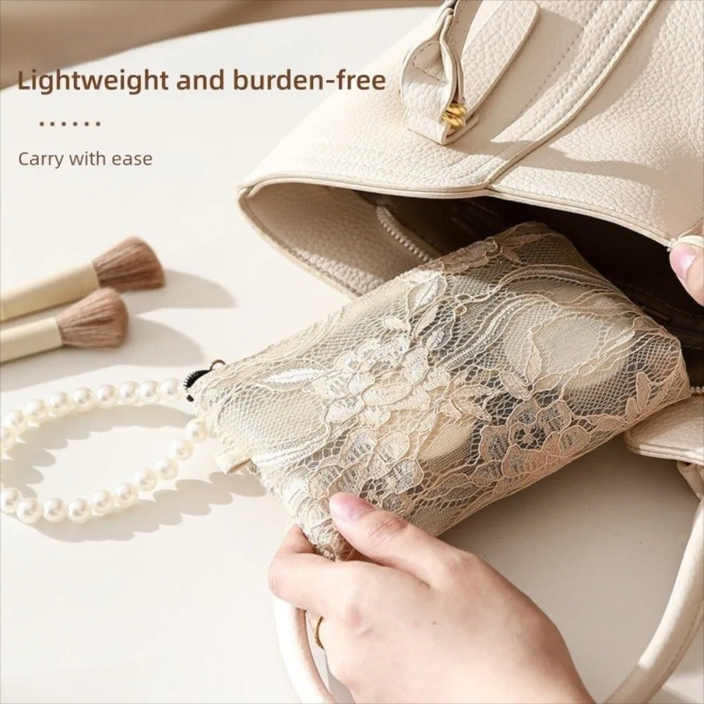 Lace Cosmetic Pouch Pearl Chain Makeup Travel Bag Organizer Cosmetic Travel Pouch Richie's