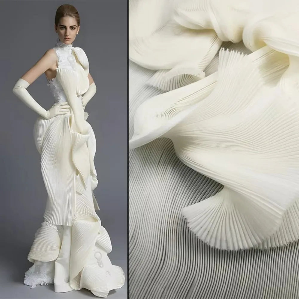 Pleated Organza Fabric 142cm Wide | 1 Yard DIY Dress Decor Pleated Organza Fabric Richie's