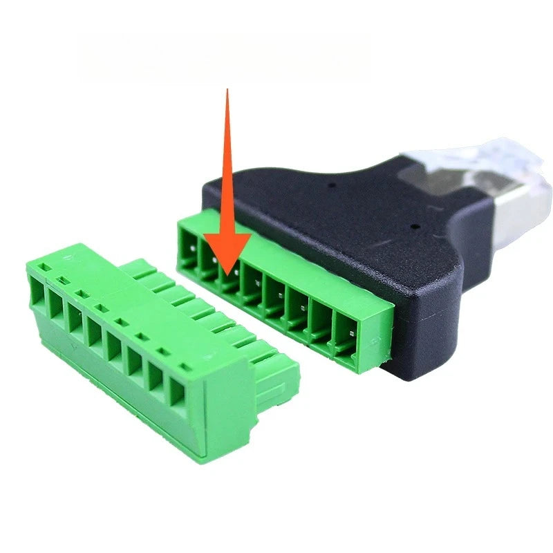 RJ45 to 8-Pin Screw Terminal Block Connector for CCTV DVR Network Terminal Adapter Richie's