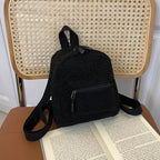 Women's Mini Corduroy Backpack – Casual Small Bookbag Mini Backpack Richie's Black 17x21x11cm