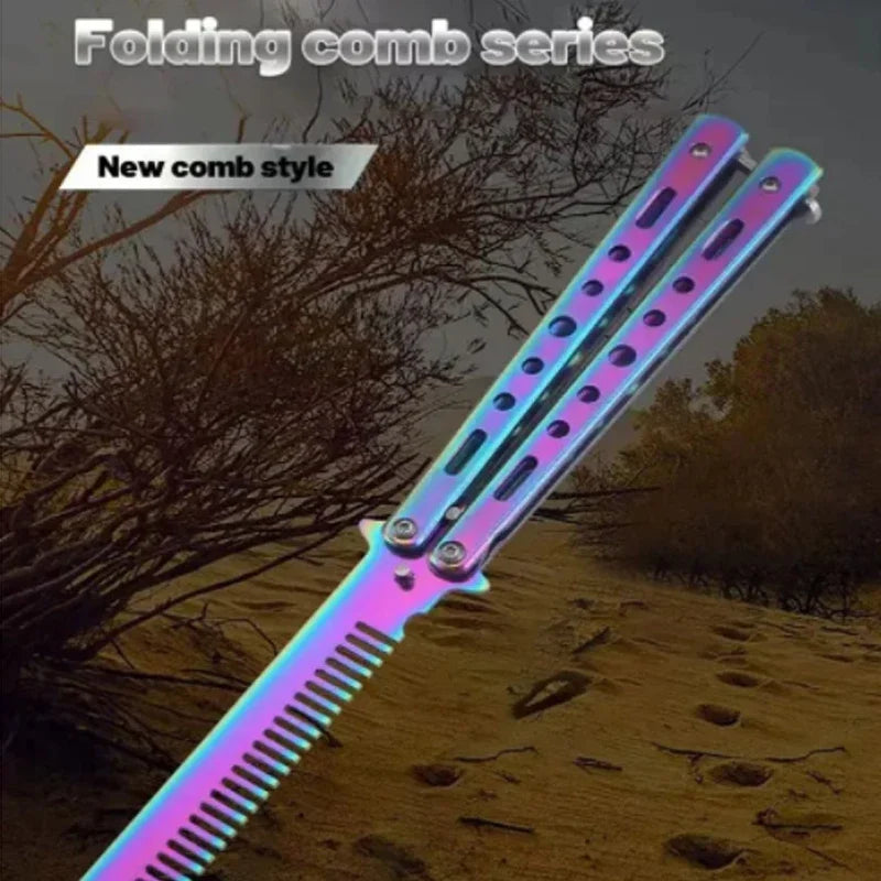Stainless Steel Butterfly Comb – Foldable Beard & Hair Tool Butterfly Styling Comb Richie's