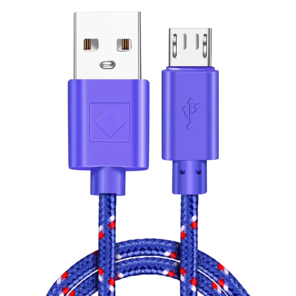 FUCHU 2m Nylon Braided Micro USB Fast Charging Cable – Multi-Color Micro USB Cable Richie's Purple 2m