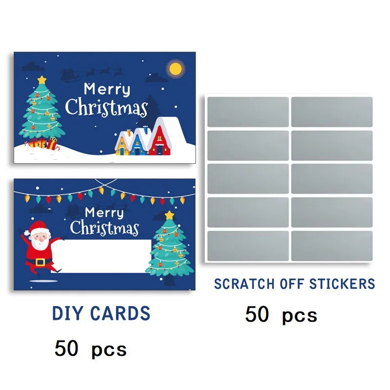 50-Pack Christmas Scratch Cards – Santa Holiday Party Favors Holiday Scratch Cards Richie's 50 packs Style 1