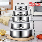 5-Piece Stainless Steel Salad Bowl Set with Leak-Proof Lids Food Storage Bowl Set Richie's