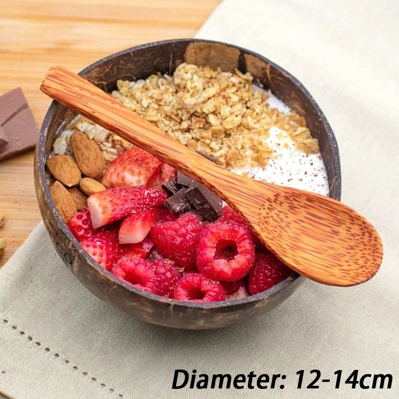 Natural Coconut Bowl & Spoon Set – Handmade Eco Tableware Coconut Bowl Set Richie's A2