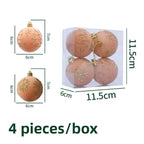 4PCS Flocked Christmas Ball Ornaments 6cm Xmas Tree Pendants Christmas Tree Ornaments Richie's