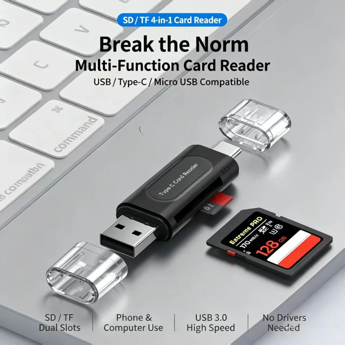 USB-A & Type-C Dual-Port SD/TF Card Reader – OTG Adapter USB Card Reader Richie's