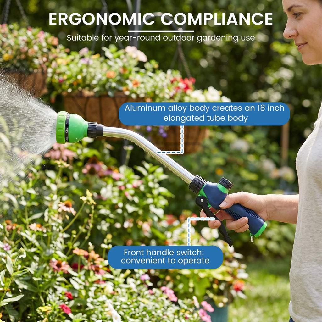 18-Inch Watering Wand Hose Nozzle – 8 Spray Patterns Garden Watering Wand Richie's
