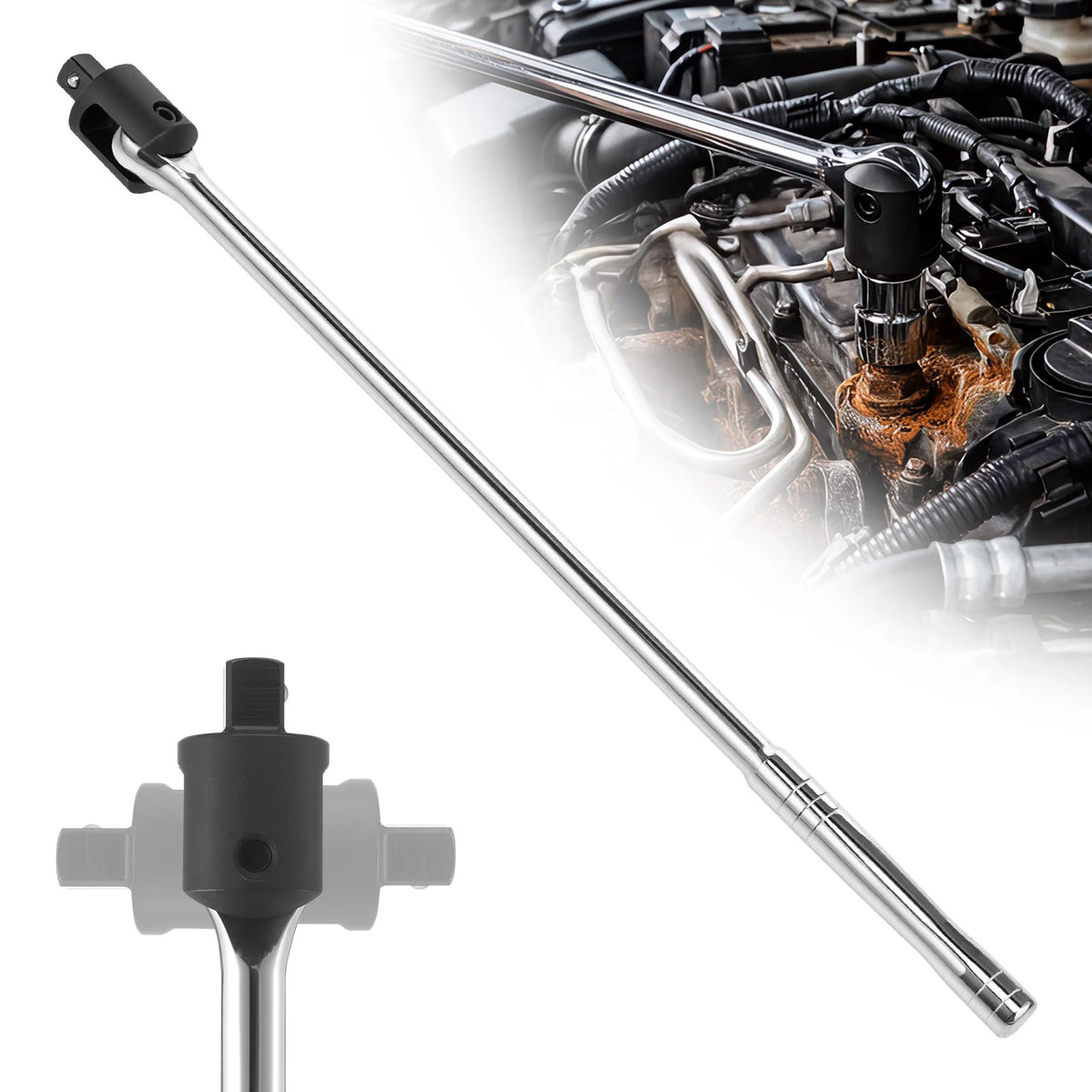 1/2" Drive Breaker Bar 19.3" Chrome Vanadium 240° Swivel Head Breaker Bar Wrench Richie's