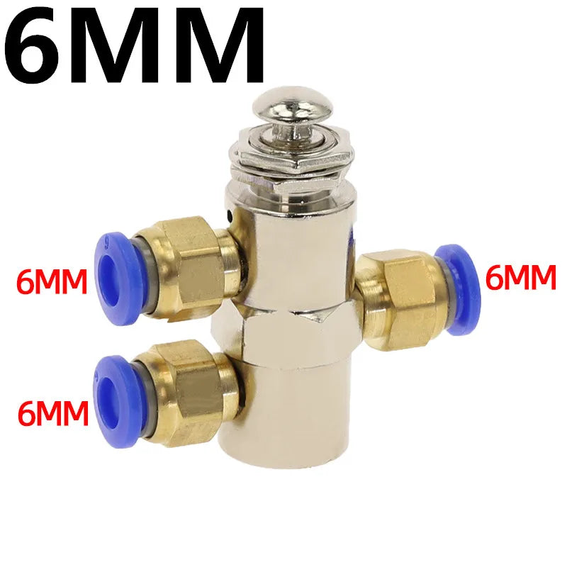 Pneumatic Valve 2-Position 5-Way M5 Push Button TAC2-4P Pneumatic Control Valve Richie's TAC-4P-PC6MM