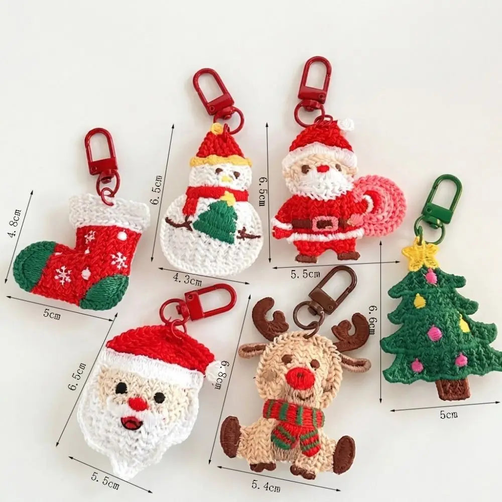Handmade Christmas Woven Keychain Pendant – Santa & Tree Charm Christmas Keychain Pendant Richie's