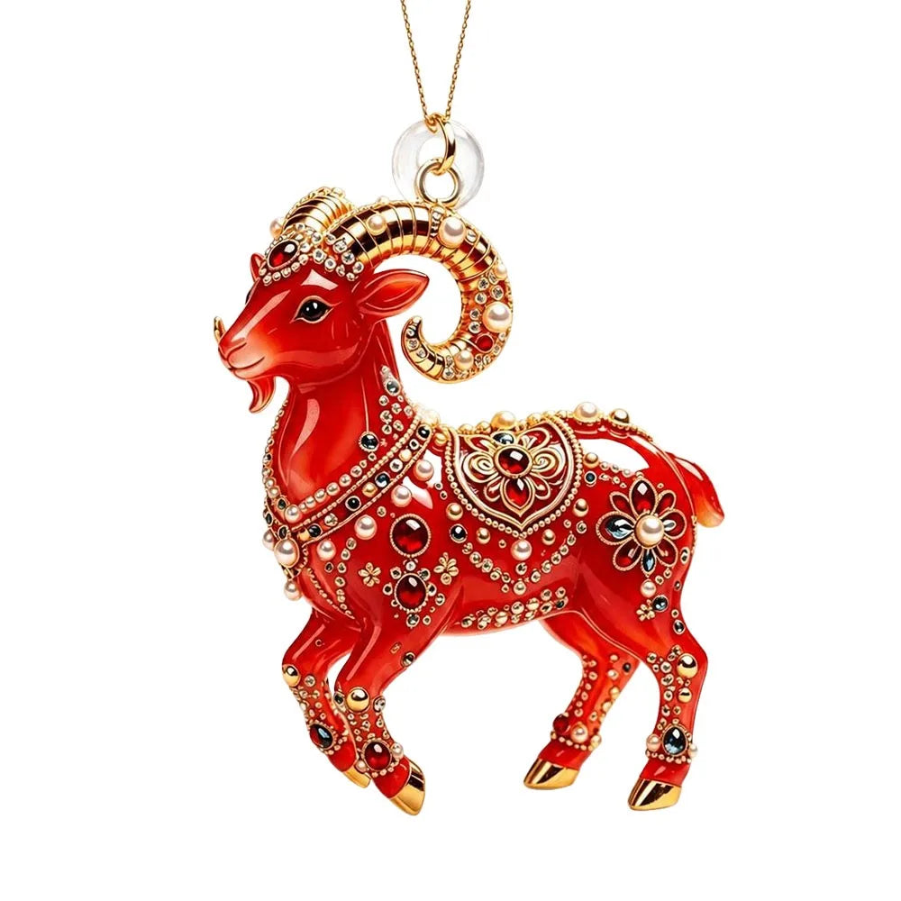 Acrylic Goat Christmas Ornament – Rhinestone Hanging Pendant Christmas Tree Ornament Richie's 9