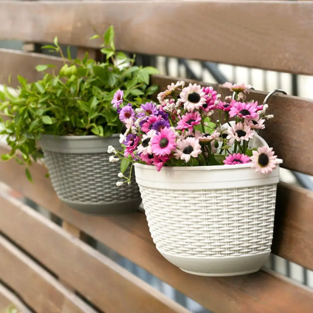 Wall-Mounted Rattan-Style Hanging Plant Pot | Semi-Circular Hanging Plant Pot Richie's