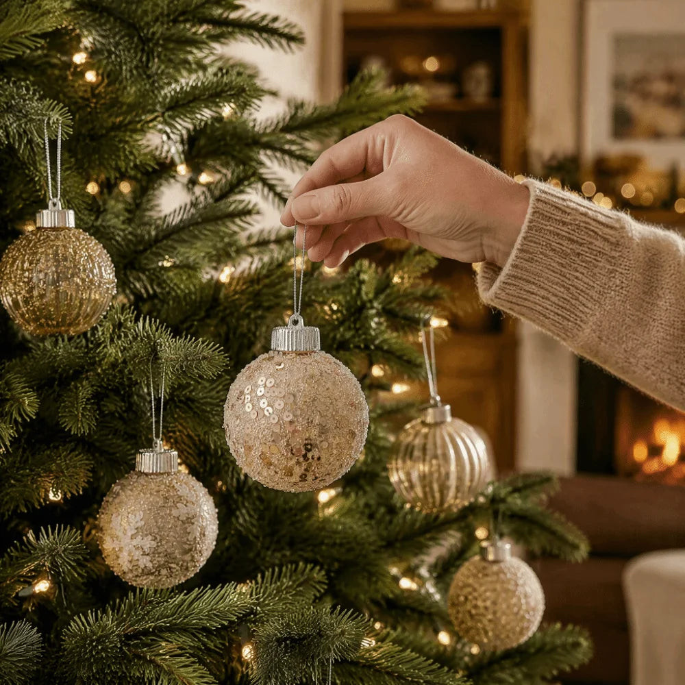 Sequin Christmas Bauble Shatterproof Hollow Plastic Xmas Ornament Christmas Ornament Richie's