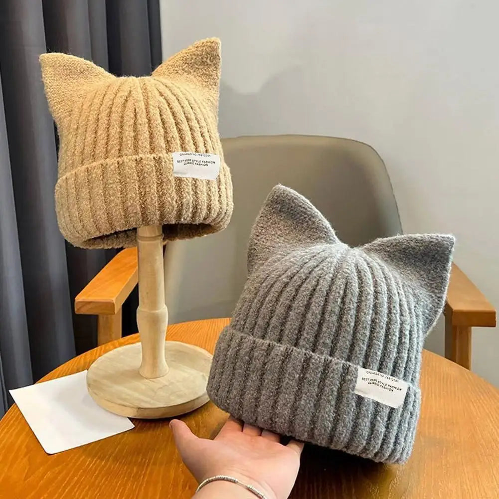 Cat Ear Beanie Hat for Women – Cute Warm Knit Winter Cap Knit Beanie Hat Richie's