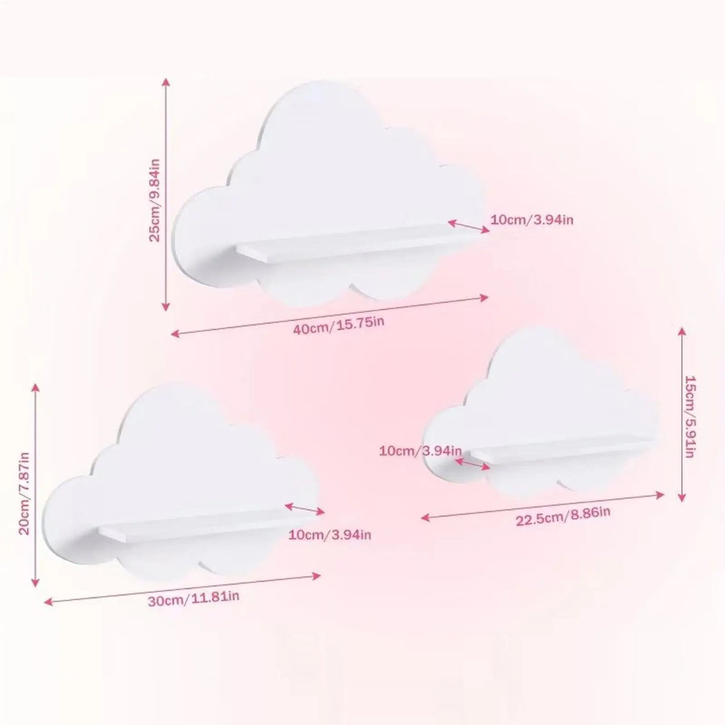 Cloud-Shaped Floating Wall Shelves Set of 3 – Kids Room Decor Floating Wall Shelves Richie's