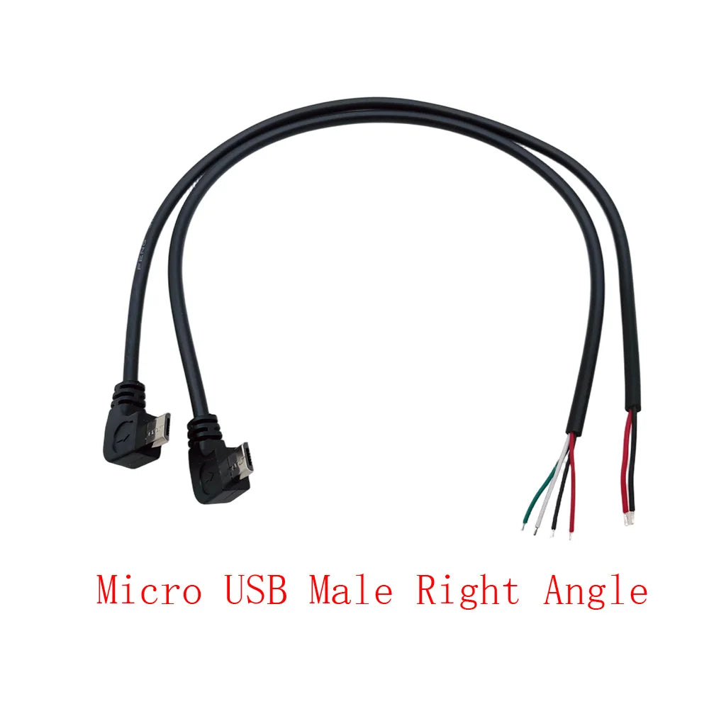 Right Angle 90° Micro USB Male Plug 2/4-Pin DIY Cable 30CM USB Connector Cable Richie's