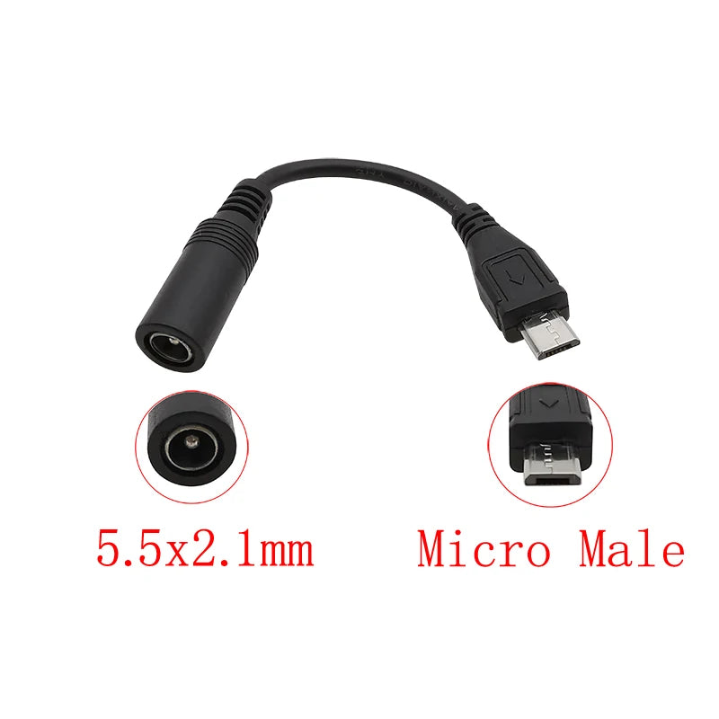 USB to 5.5mm 2.1mm DC Power Connector Cable – Micro, Type-C DC Power Cable Adapter Richie's