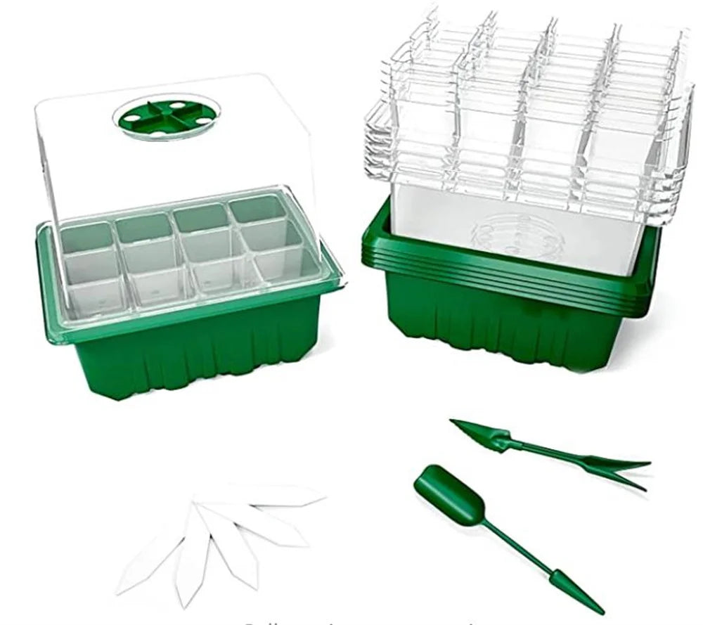 12-Cell Plastic Seedling Trays – 4/5/6 Pack Germination Grow Box Seedling Nursery Tray Richie's