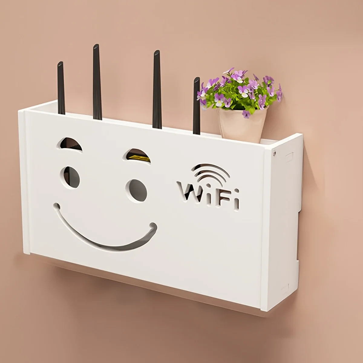 Wall Mounted WiFi Router Storage Box & Cable Organizer Router Storage Box Richie's Beige
