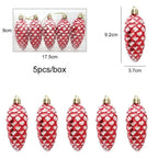 5Pcs Glitter Pine Cone Christmas Ornaments Hanging Pendants Christmas Ornaments Richie's Red