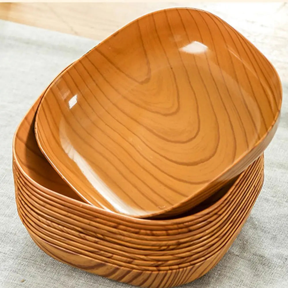 Wood Grain Plastic Square Plate – Japanese Tea & Fruit Tray Square Serving Plate Richie's