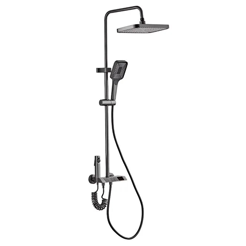Gun Gray Brass Shower System – Piano Button Pressurized Nozzle Set Shower System Set Richie's