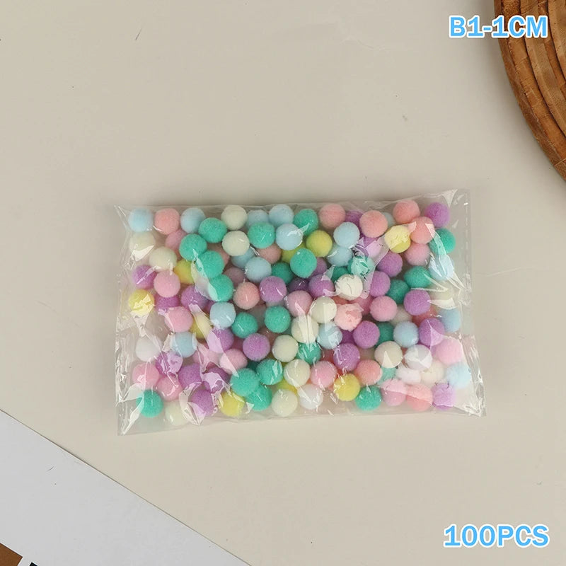 100 Pcs Fluffy Pom Poms 10–30mm | Kids DIY Craft Supplies DIY Craft Supplies Richie's B1
